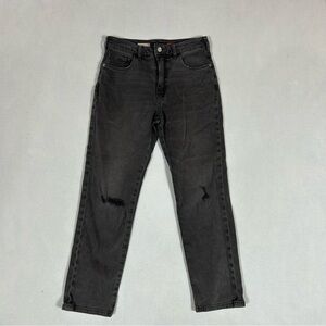 Pilcro Anthropologie Black Straight Leg Jeans Women’s 26 Distressed High Rise